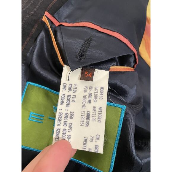 Etro Milano Men Blue Pinstripe Wool Blend Sport Coat Blazer Jacket US 44L EU 54L - Picture 13 of 16